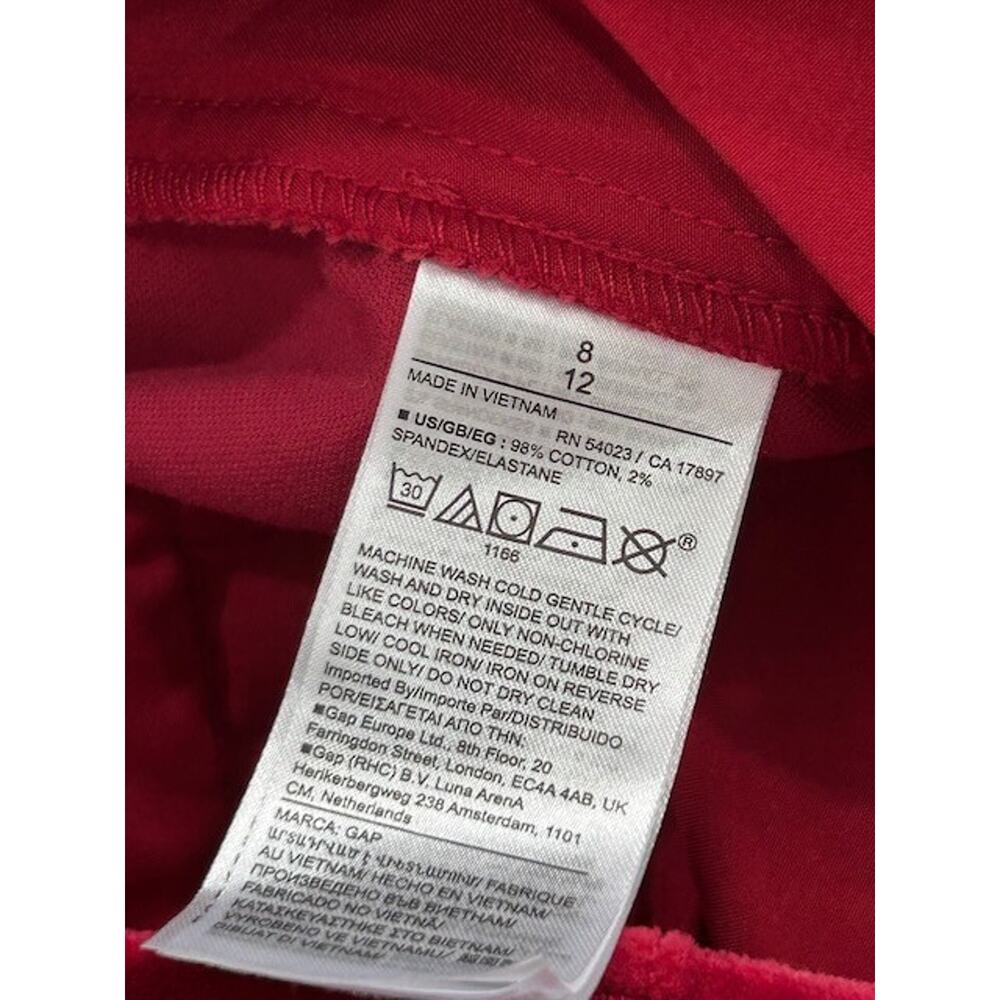 NWT GAP Womens Downtown Velvet Pants Straight Leg Flat Front Career Red Size 8 - Picture 6 of 11